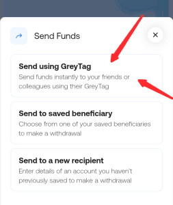 receive dollars on Grey.com app